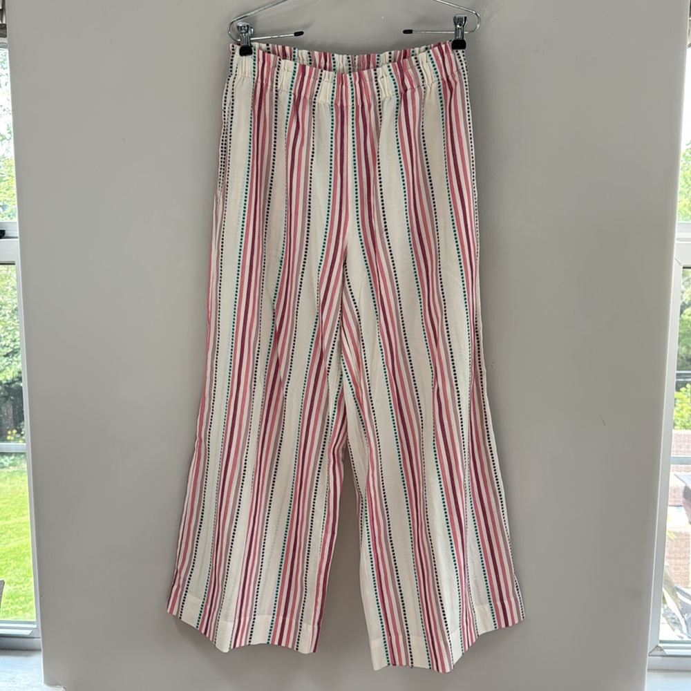 LOFT Beach Striped Pull-On Smocked Wide Leg Pants - Size M - Picture 9 of 9